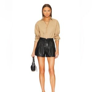 Paige NWT black Faux leather shorts size 4